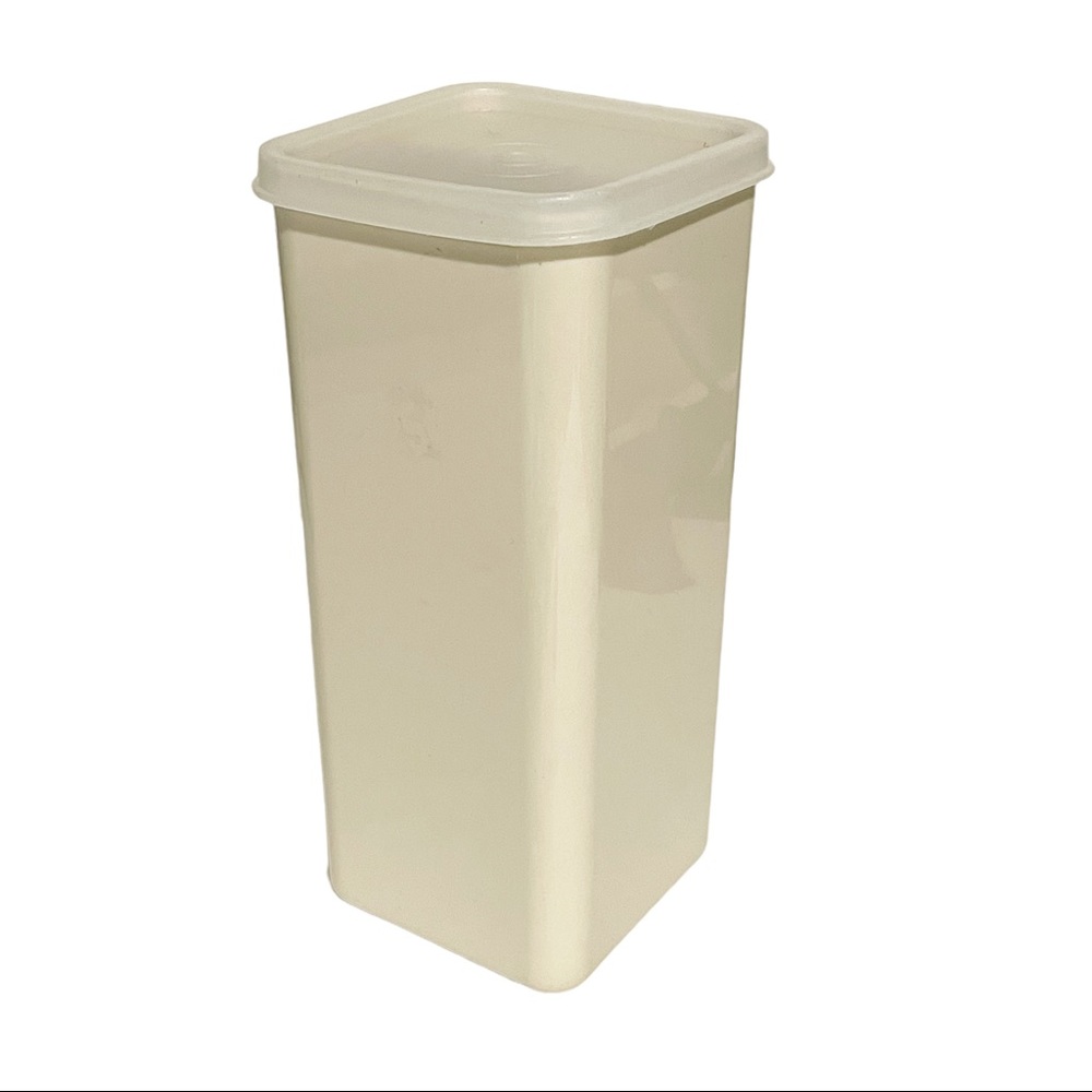Tupperware Vintage Tan Rubber Lid Small Canister Storage